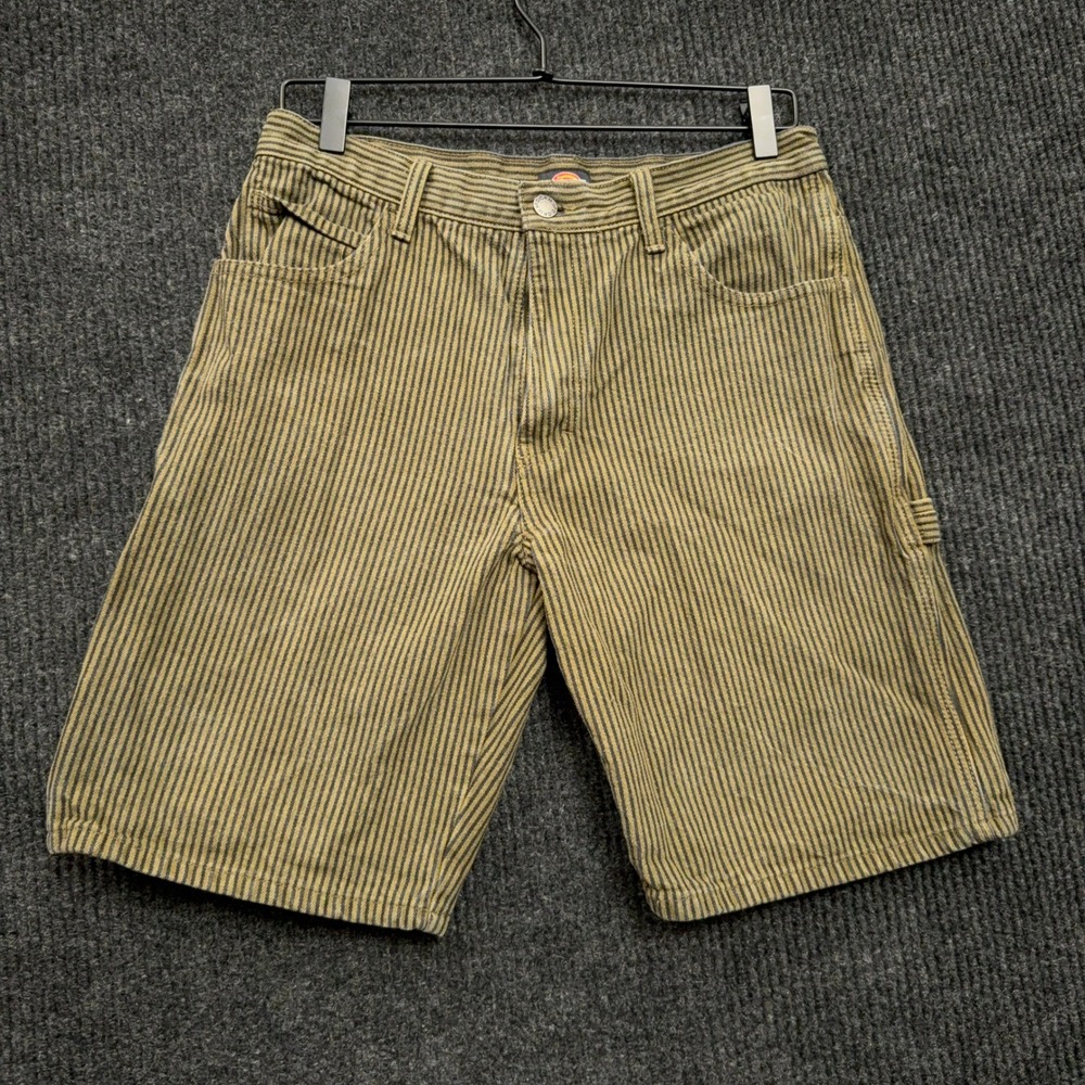 Dickies Hickory Stripe Carpenter Shorts Men's 32 Brown Black Workwear 11in
